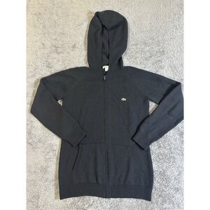 Vintage Lacoste Made In France Black Full Zip Hoodie Pure Wool Size 40